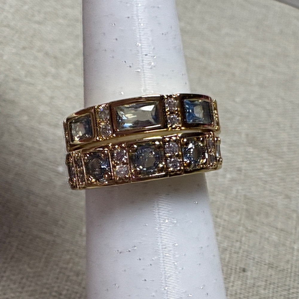 Gold and Silver Women's Ring with Gem Accents